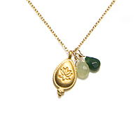 Dråbeformet Lotusblomst med jade og grøn onyx