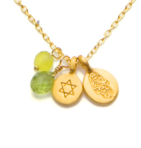 Smuk Hamsa, Davidsstjerne, jade og peridot